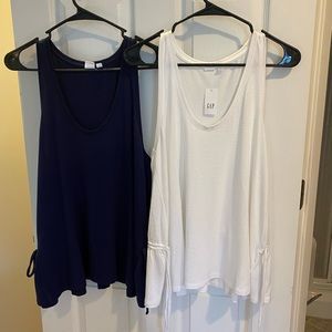 2 new Gap tank tops with tightening belt on sides